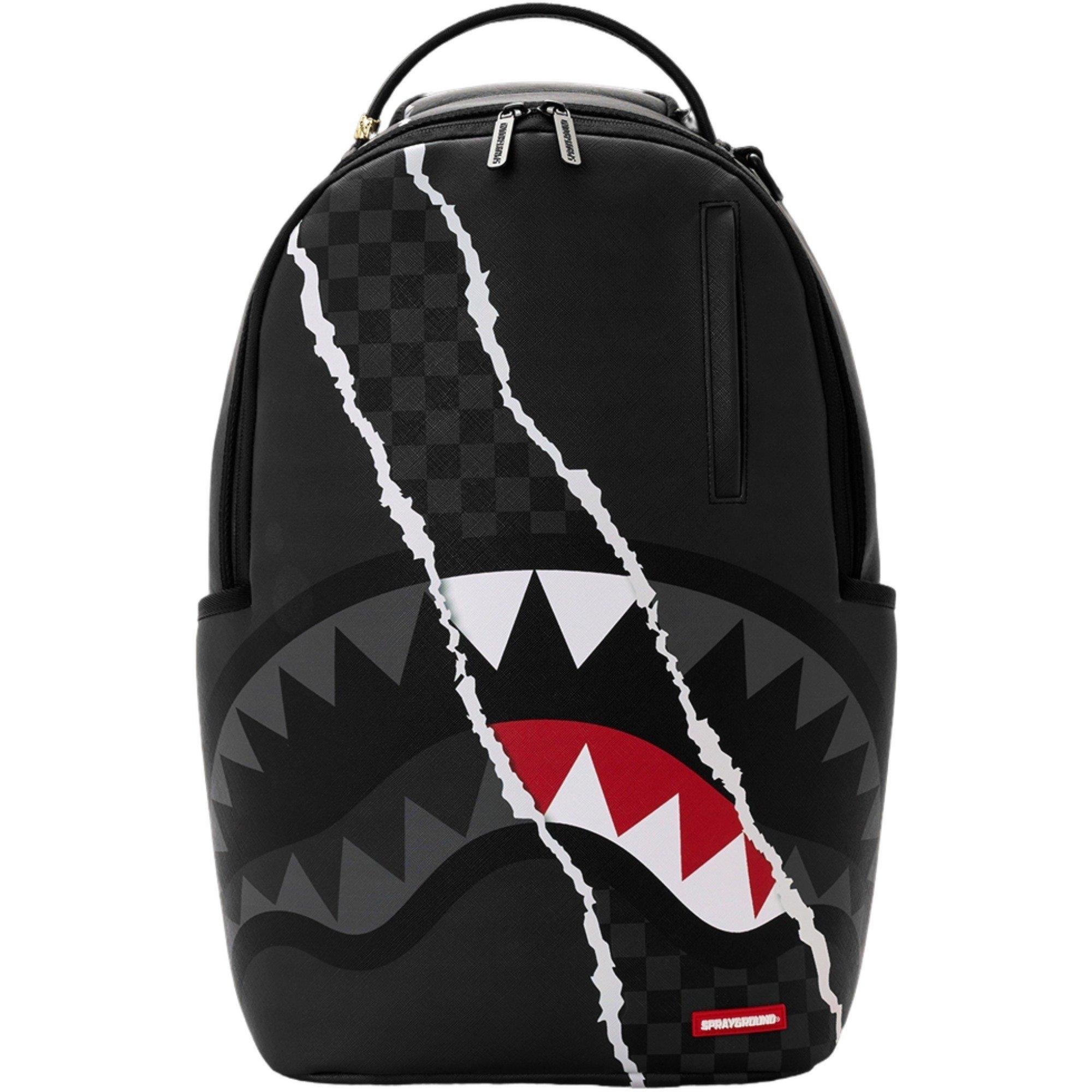 Sprayground Center Rip Check Backpack - BLACK/GREY